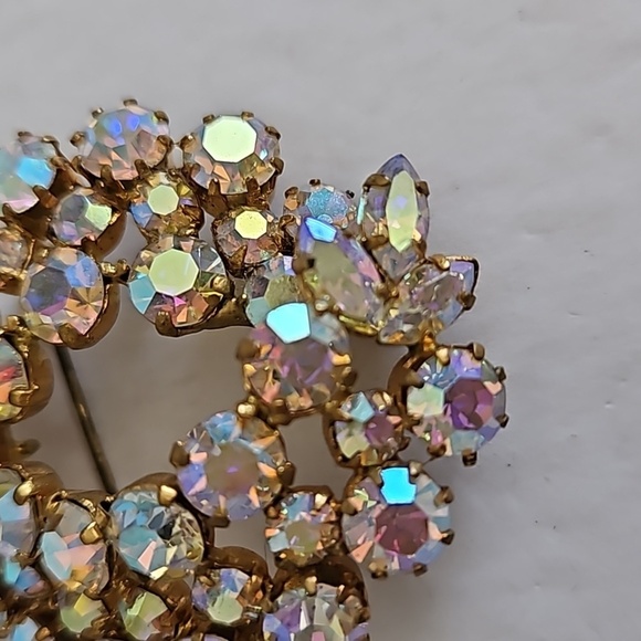 STAR Vintage AB Pinkish Crystal Glass Beads Pendant & Brooch - Picture 4 of 7